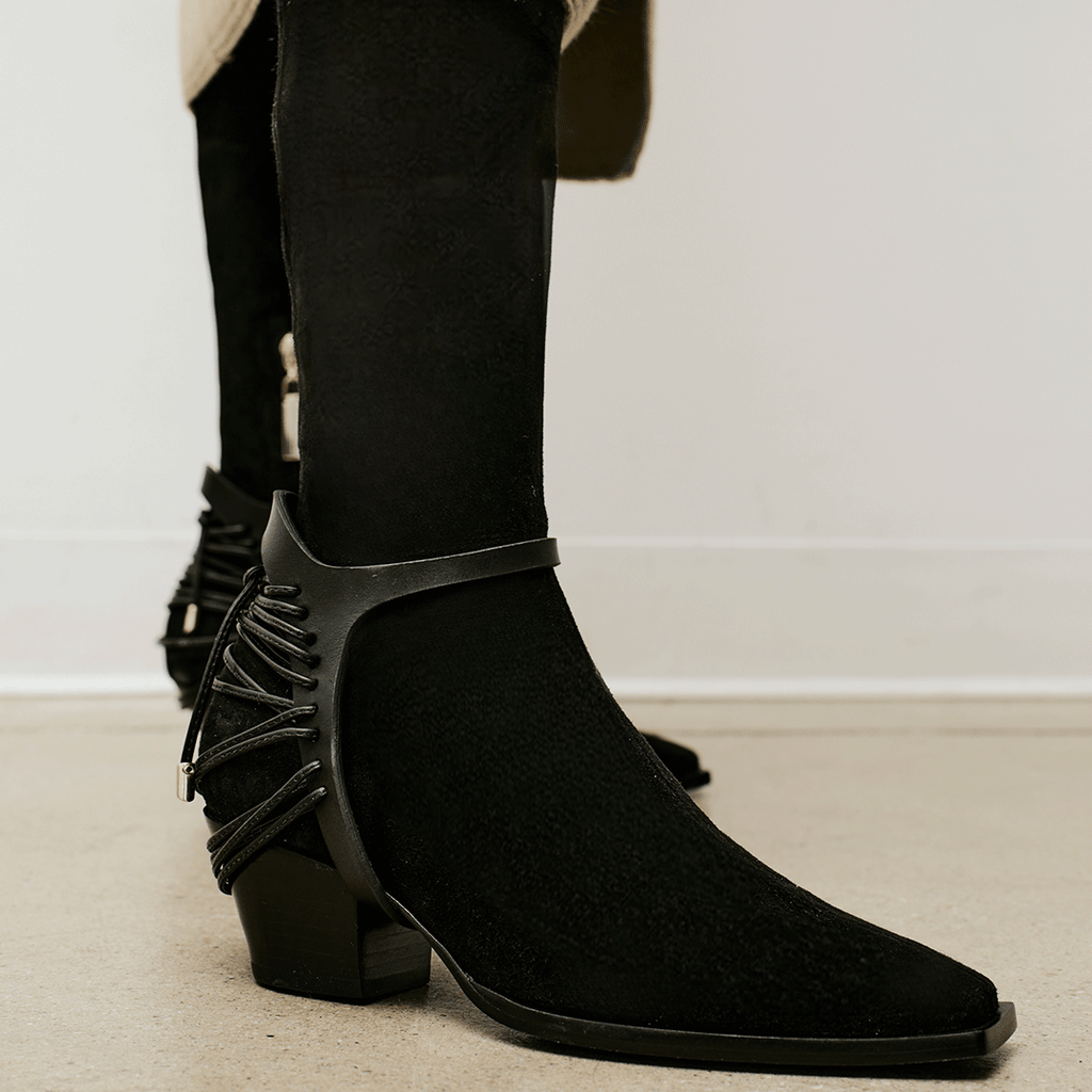 Daniella Shevel Cara Knee High Boot Black Harness Detail
