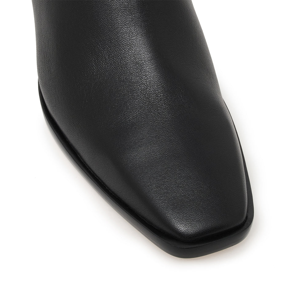 Daniella Shevel Jolene Slip On Mule in Black Square toe View with welt