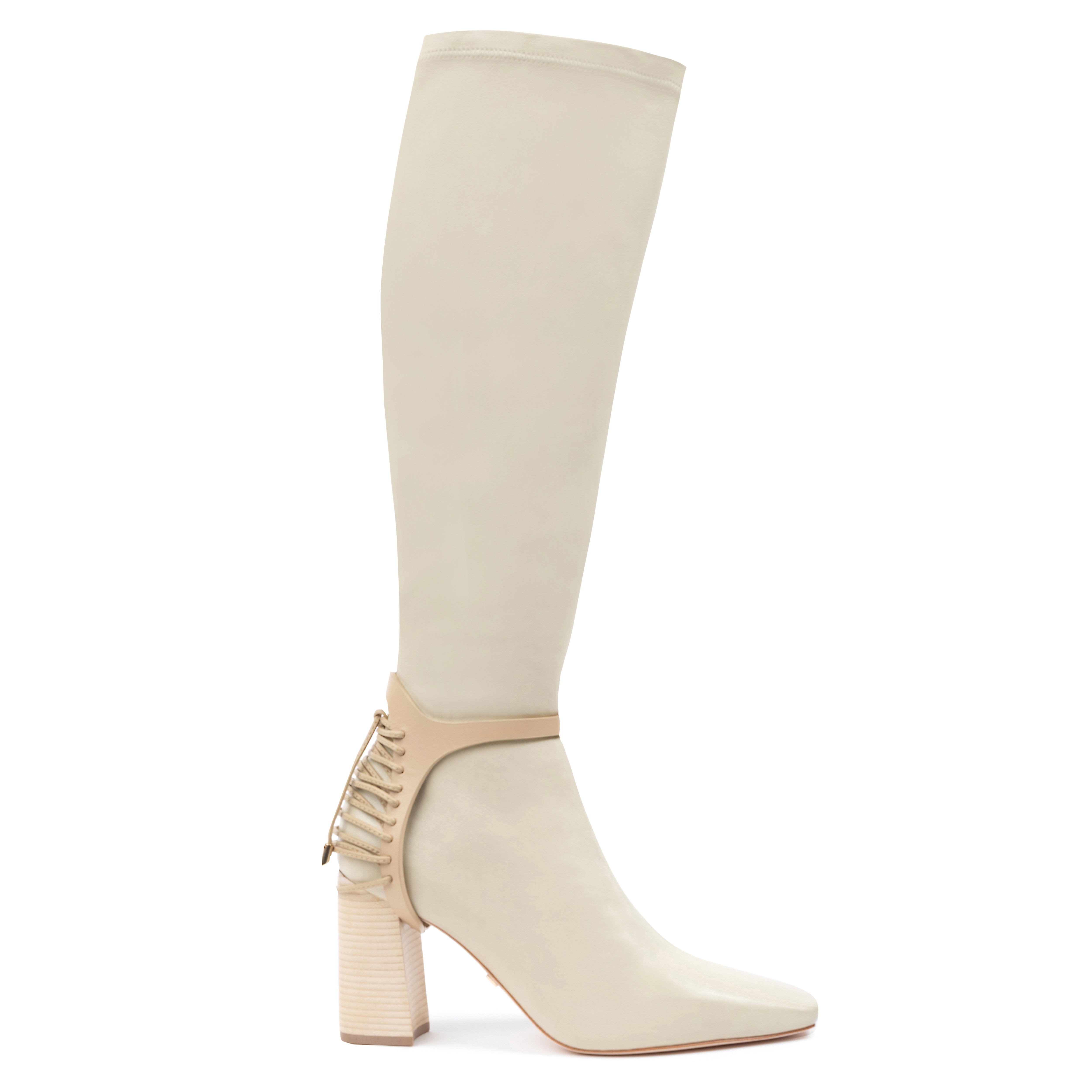 Nela Tall Over The Knee Boot in Cream White – DANIELLA SHEVEL