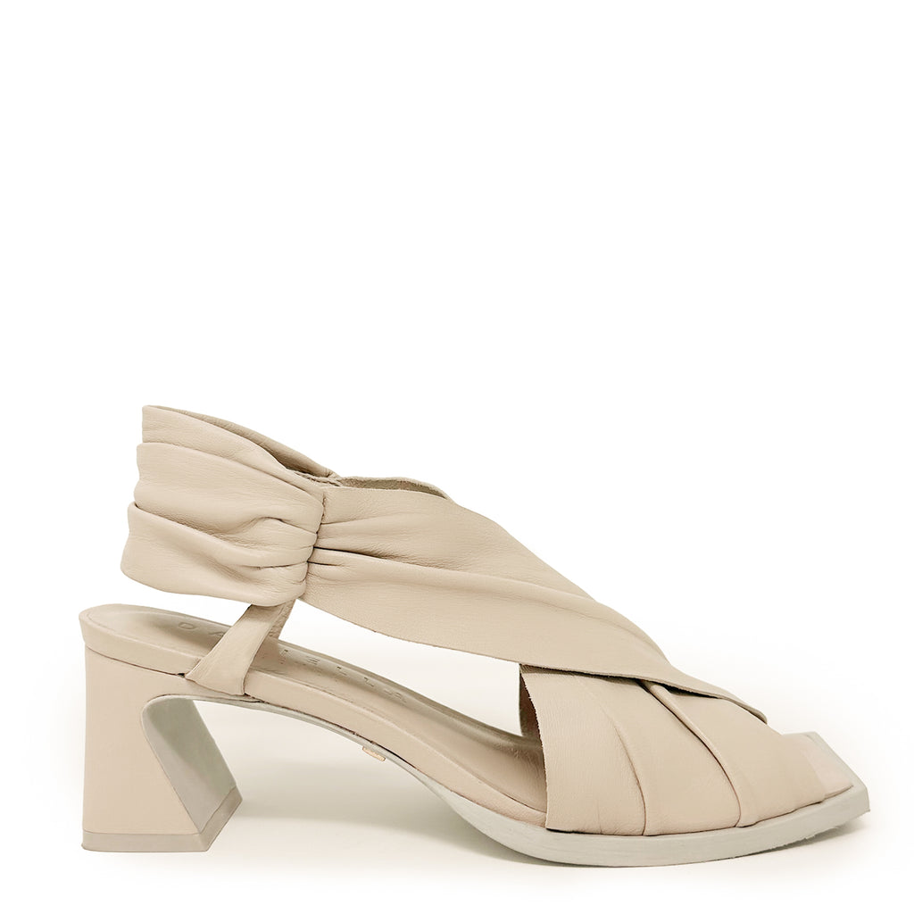 Daniella Shevel Harper Wrap leather heel sandal in stone white