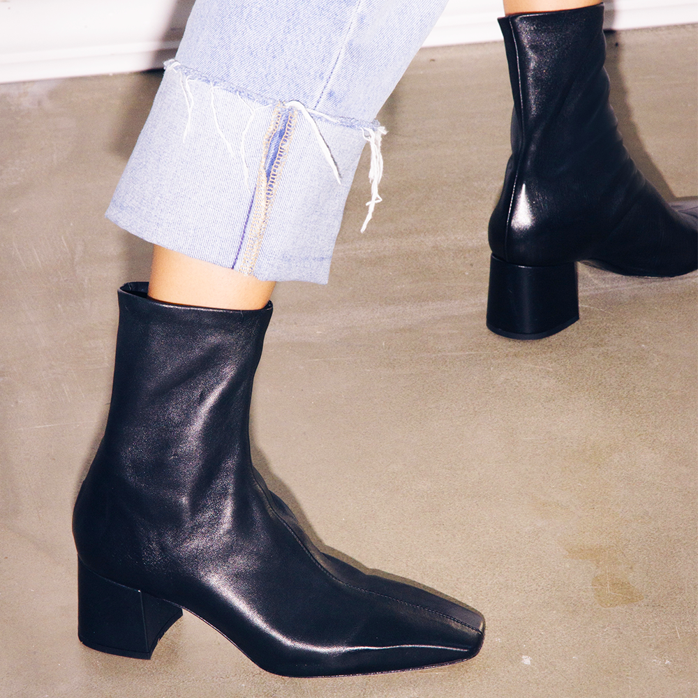 Black stretch booties hotsell