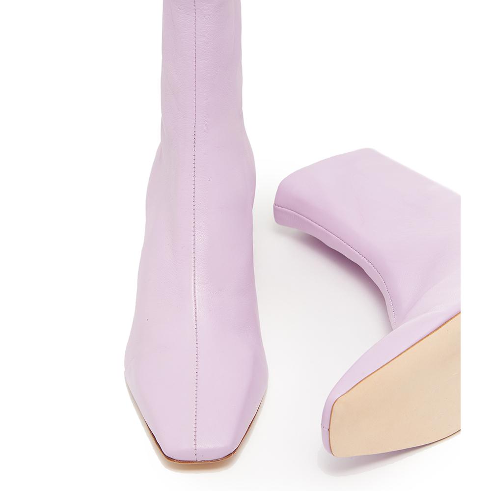 Daniella Shevel Milani Stretch Bootie in Lilac Lavender Front View