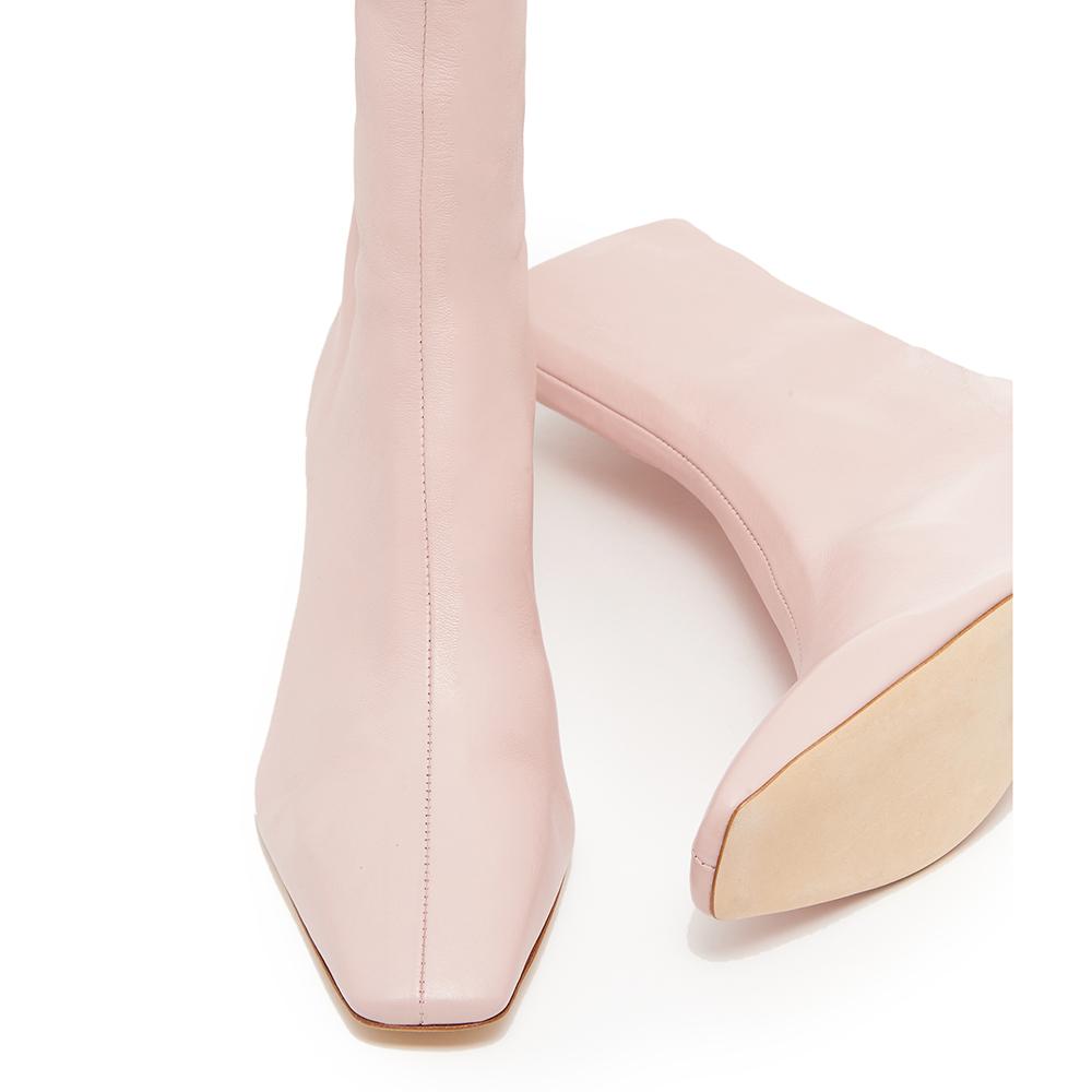 Daniella Shevel Milani Stretch Bootie in Soft Pink Front View