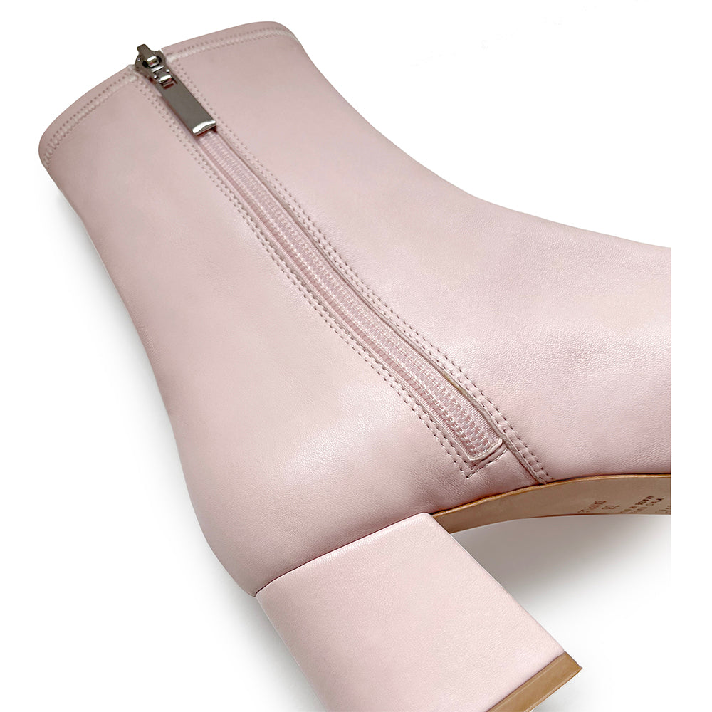 Daniella Shevel Milani Stretch Bootie in Soft Pink Inside Zipper Detail View