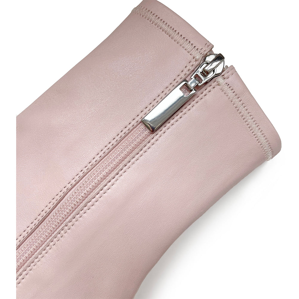 Daniella Shevel Milani Stretch Bootie in Light Pink Inside Zipper View